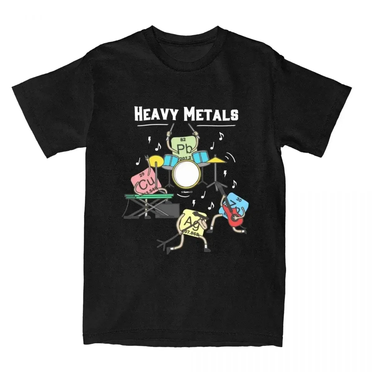 Heavy Metals Rock Chemistry T-Shirt Men Women O-Neck Oversized Streetwear Vintage Harajuku Unisex Tees